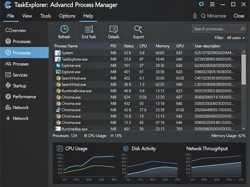 TaskExplorer: Un Manager Avansat de Procese